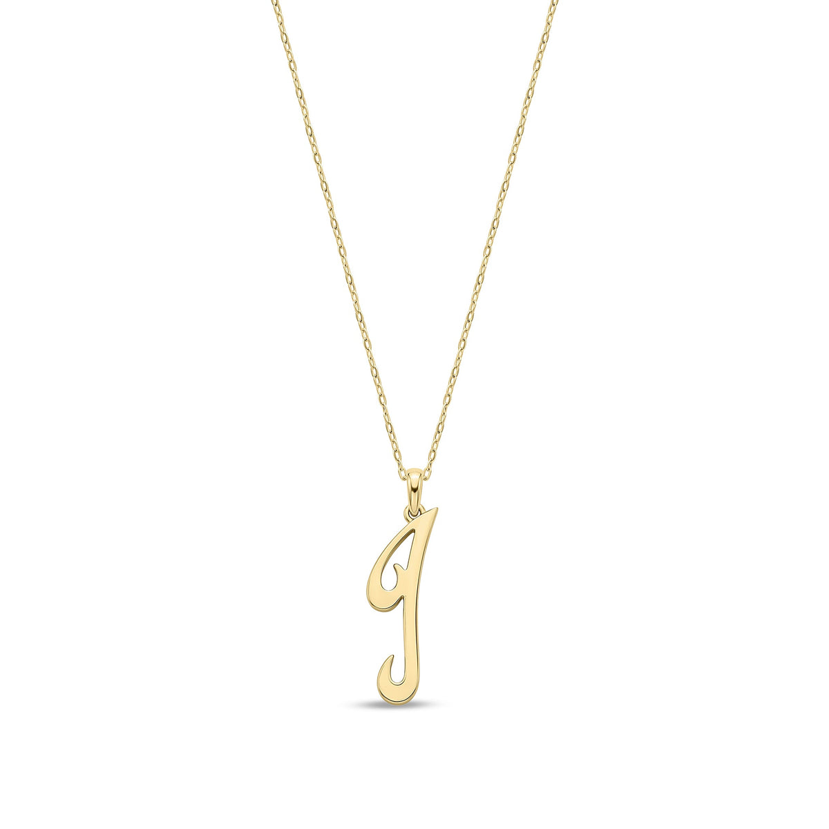 9ct Yellow Gold Script Initial Pendant - Initial I