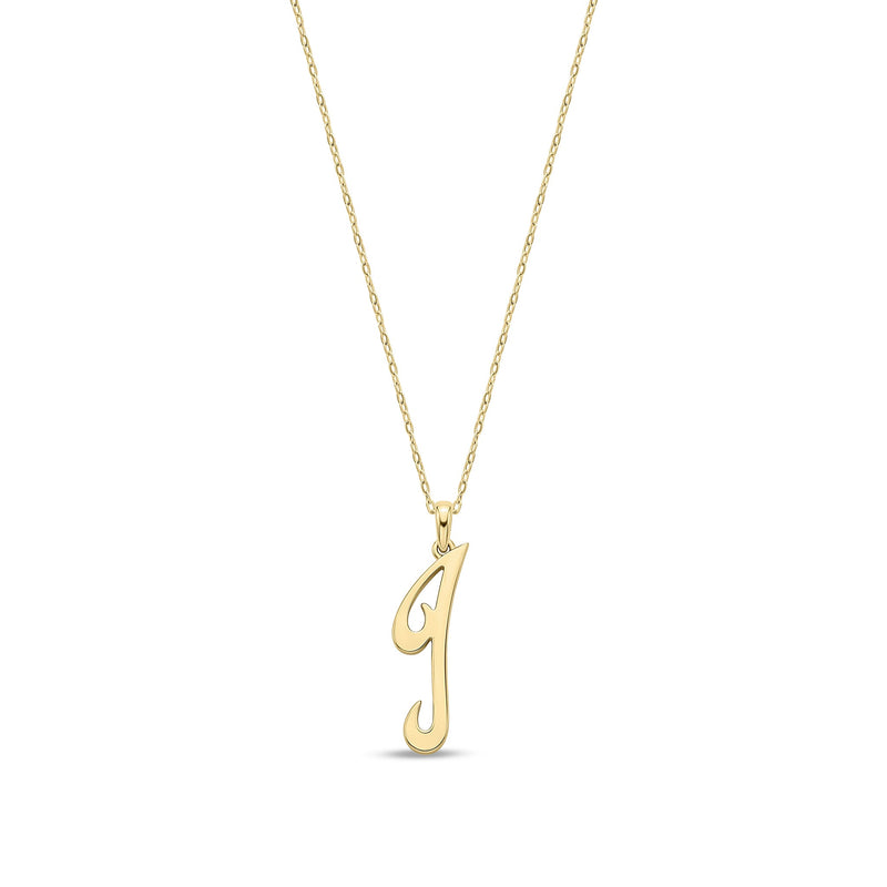 9ct Yellow Gold Script Initial Pendant - Initial I