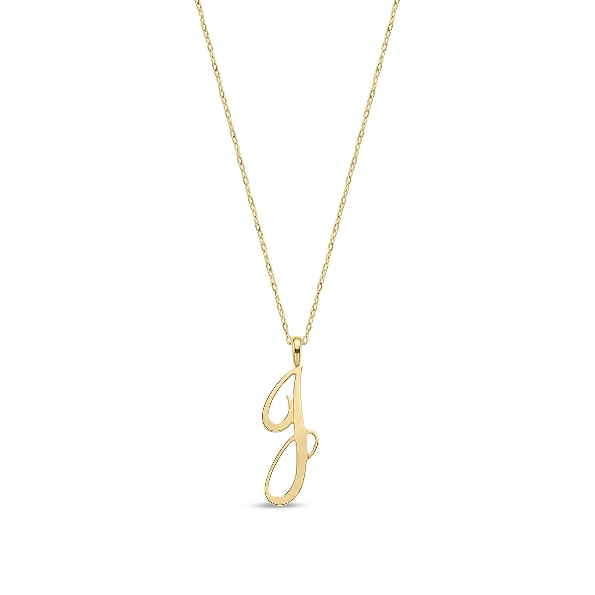 9ct Yellow Gold Script Initial Pendant - Initial J