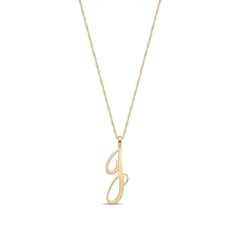 9ct Yellow Gold Script Initial Pendant - Initial J