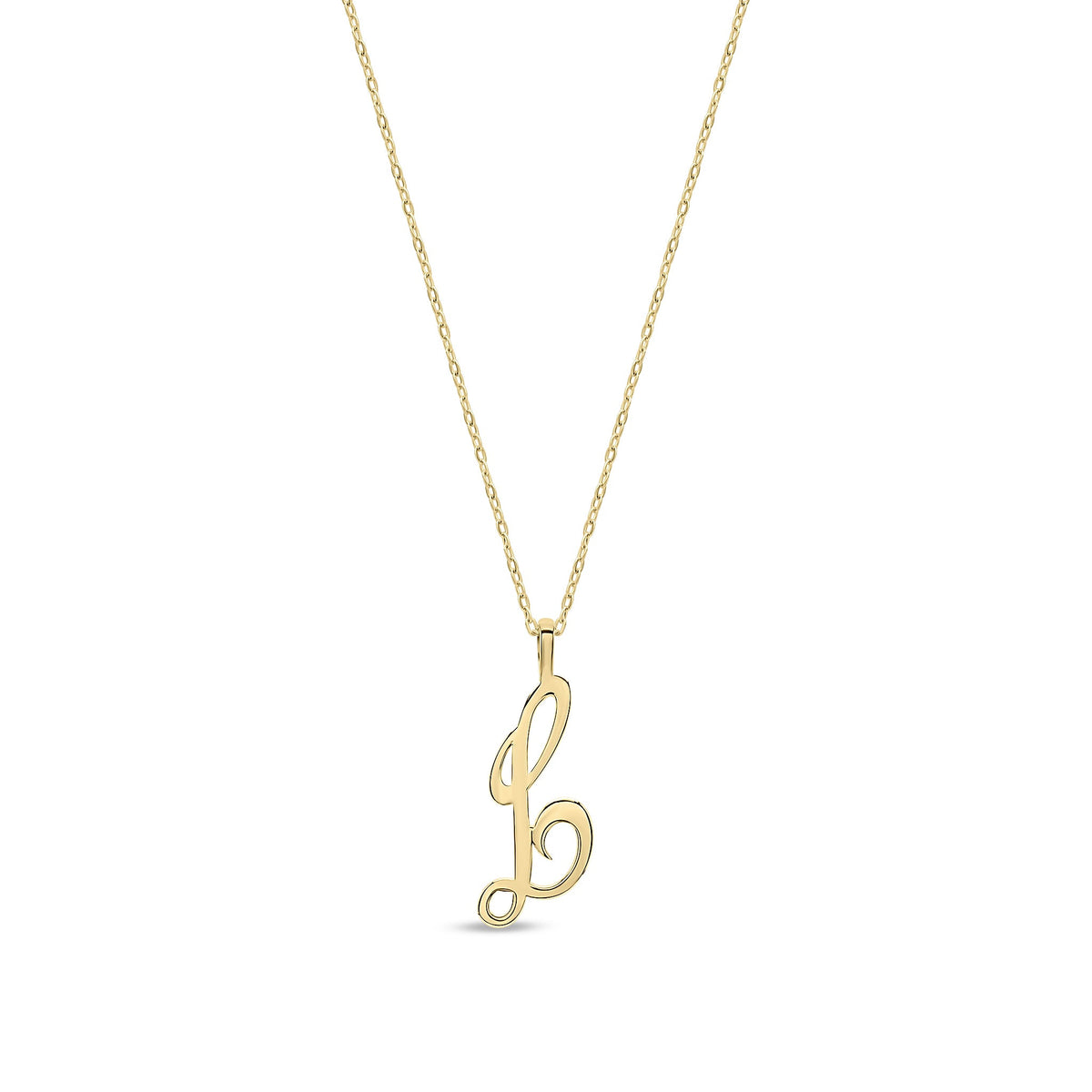 9ct Yellow Gold Script Initial Pendant - Initial L