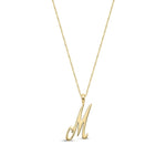 9ct Yellow Gold Script Initial Pendant - Initial M