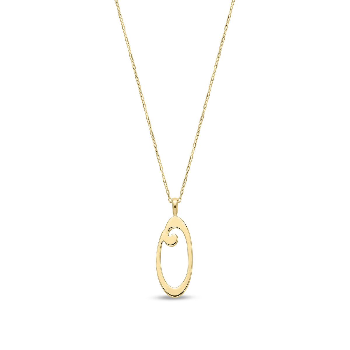 9ct Yellow Gold Script Initial Pendant - Initial O