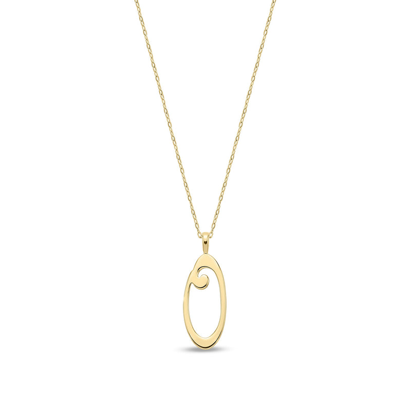 9ct Yellow Gold Script Initial Pendant - Initial O