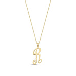 9ct Yellow Gold Script Initial Pendant - Initial R
