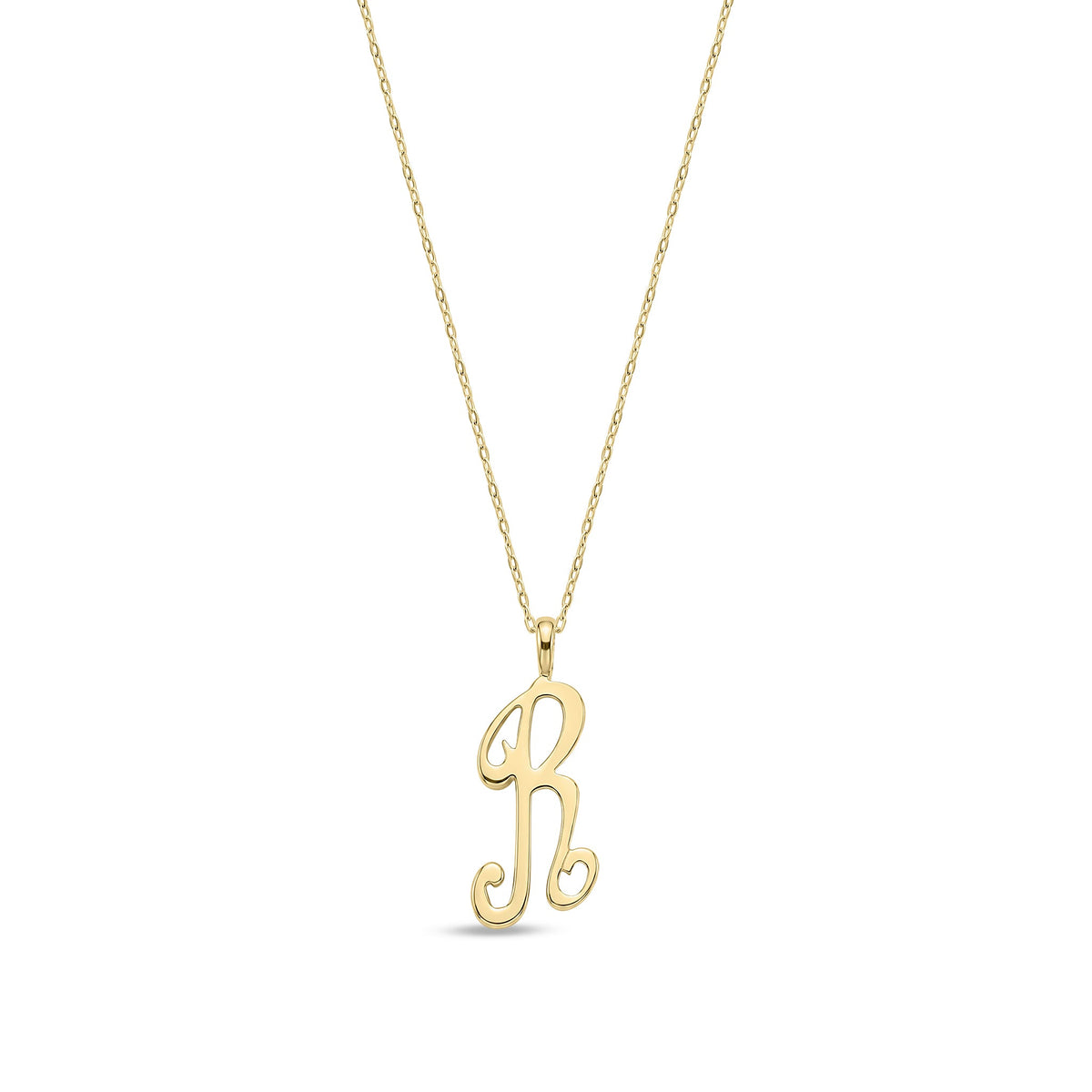 9ct Yellow Gold Script Initial Pendant - Initial R