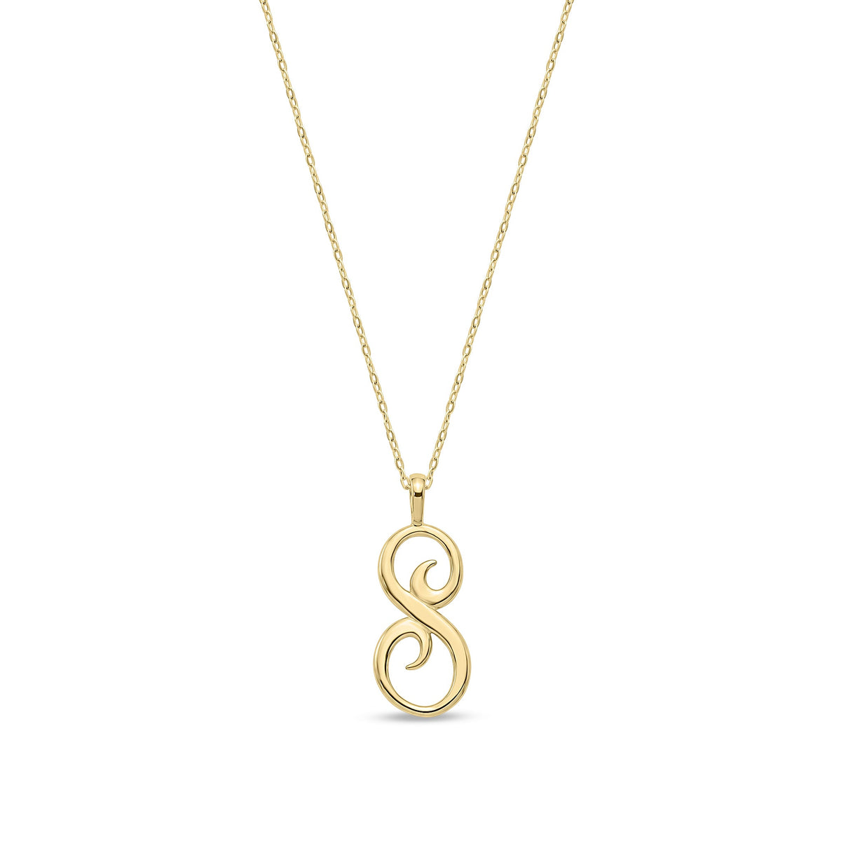 9ct Yellow Gold Script Initial Pendant - Initial S