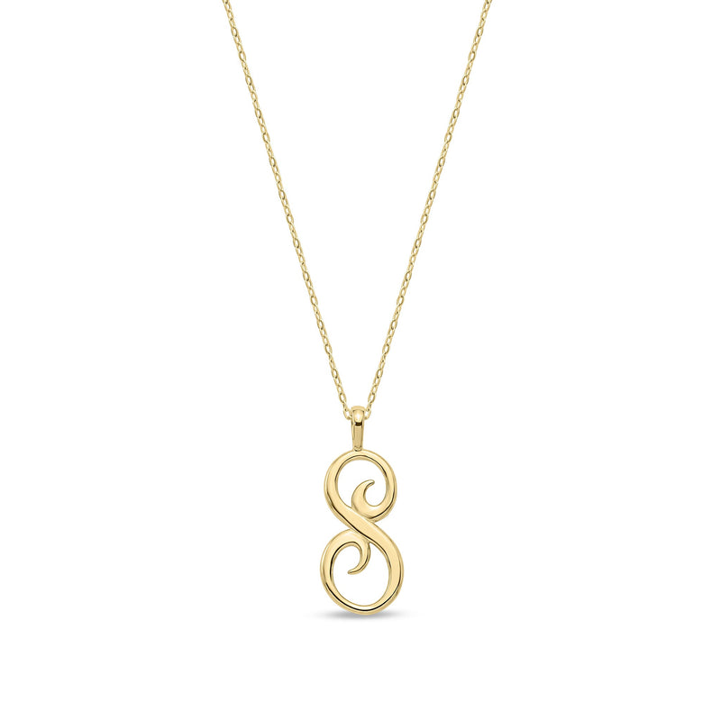 9ct Yellow Gold Script Initial Pendant - Initial S