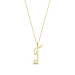 9ct Yellow Gold Script Initial Pendant - Initial T