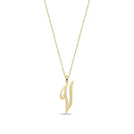 9ct Yellow Gold Script Initial Pendant - Initial V