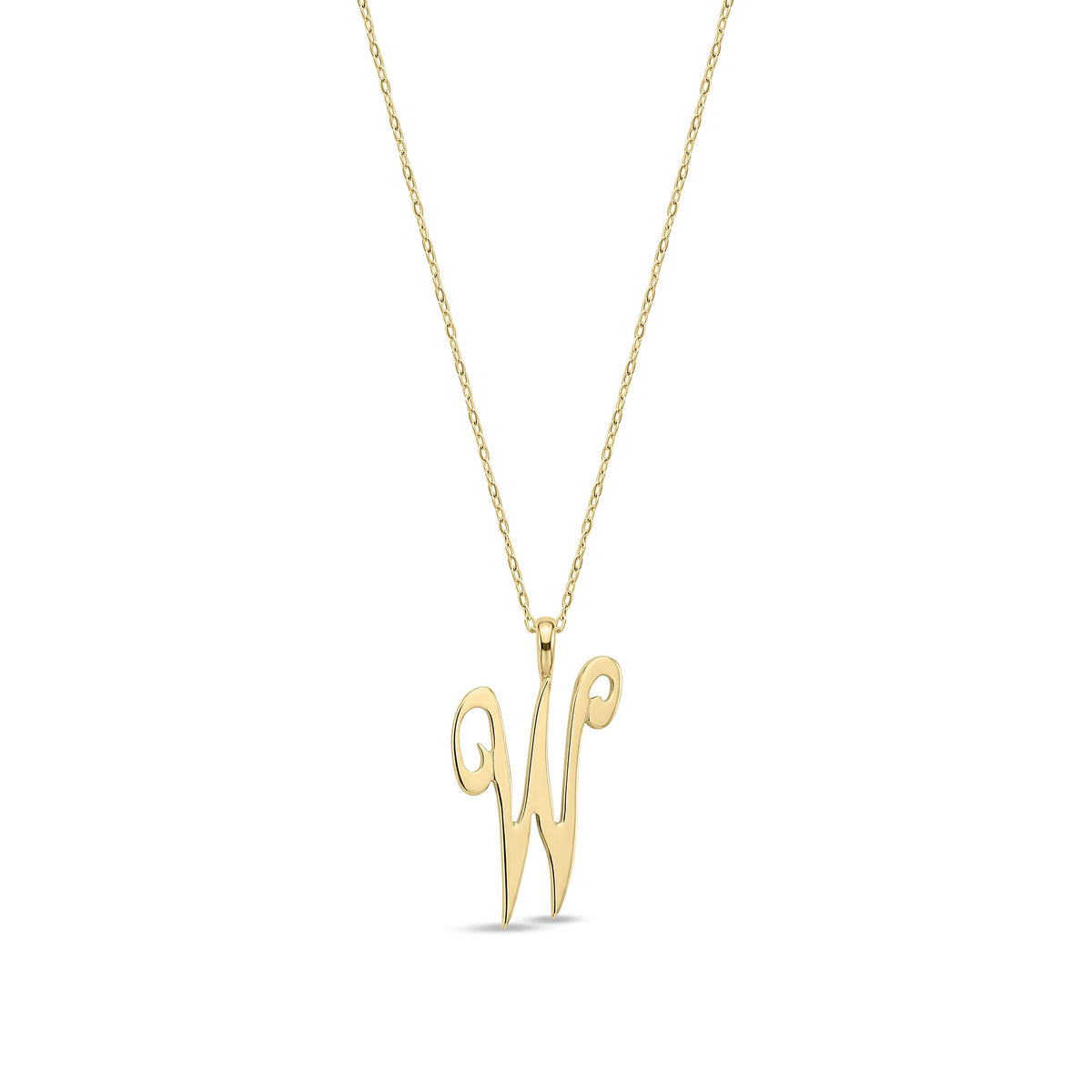 9ct Yellow Gold Script Initial Pendant - Initial W