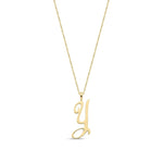 9ct Yellow Gold Script Initial Pendant - Initial Y