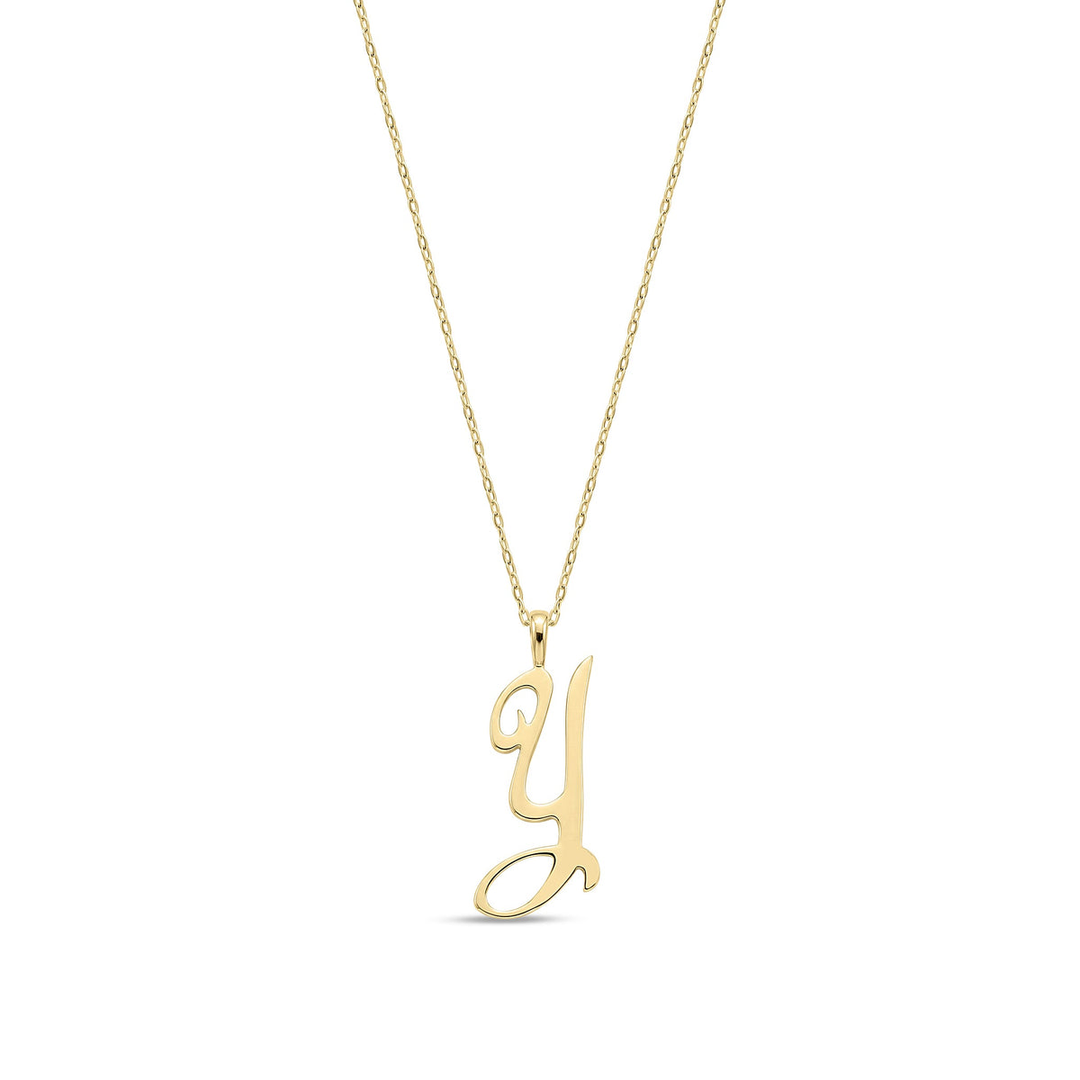 9ct Yellow Gold Script Initial Pendant - Initial Y