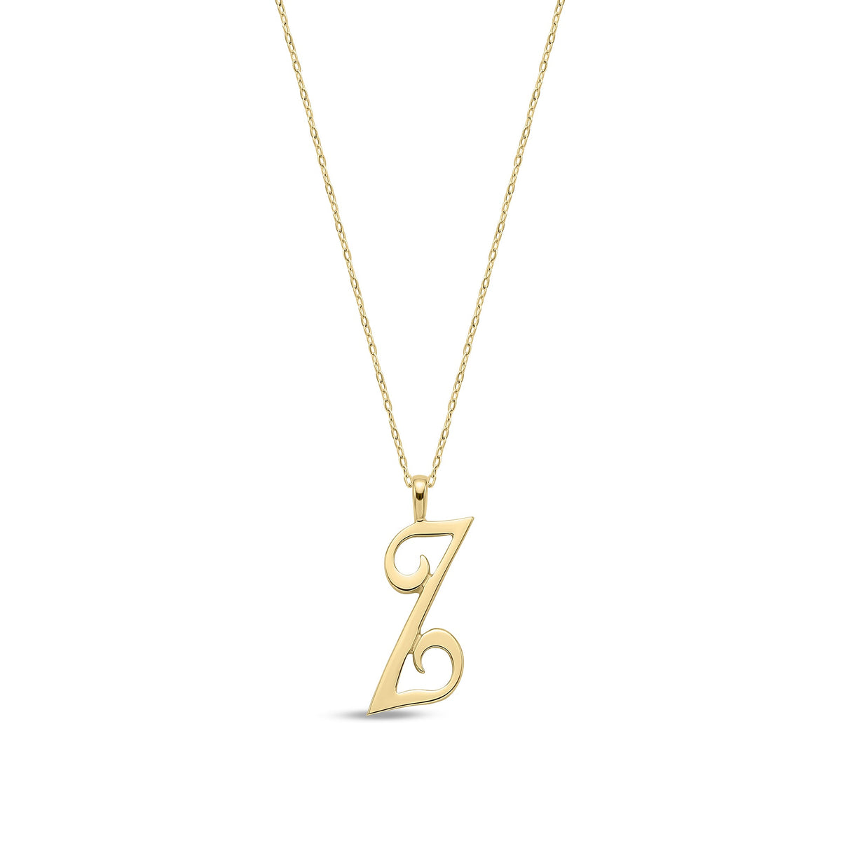 9ct Yellow Gold Script Initial Pendant - Initial Z