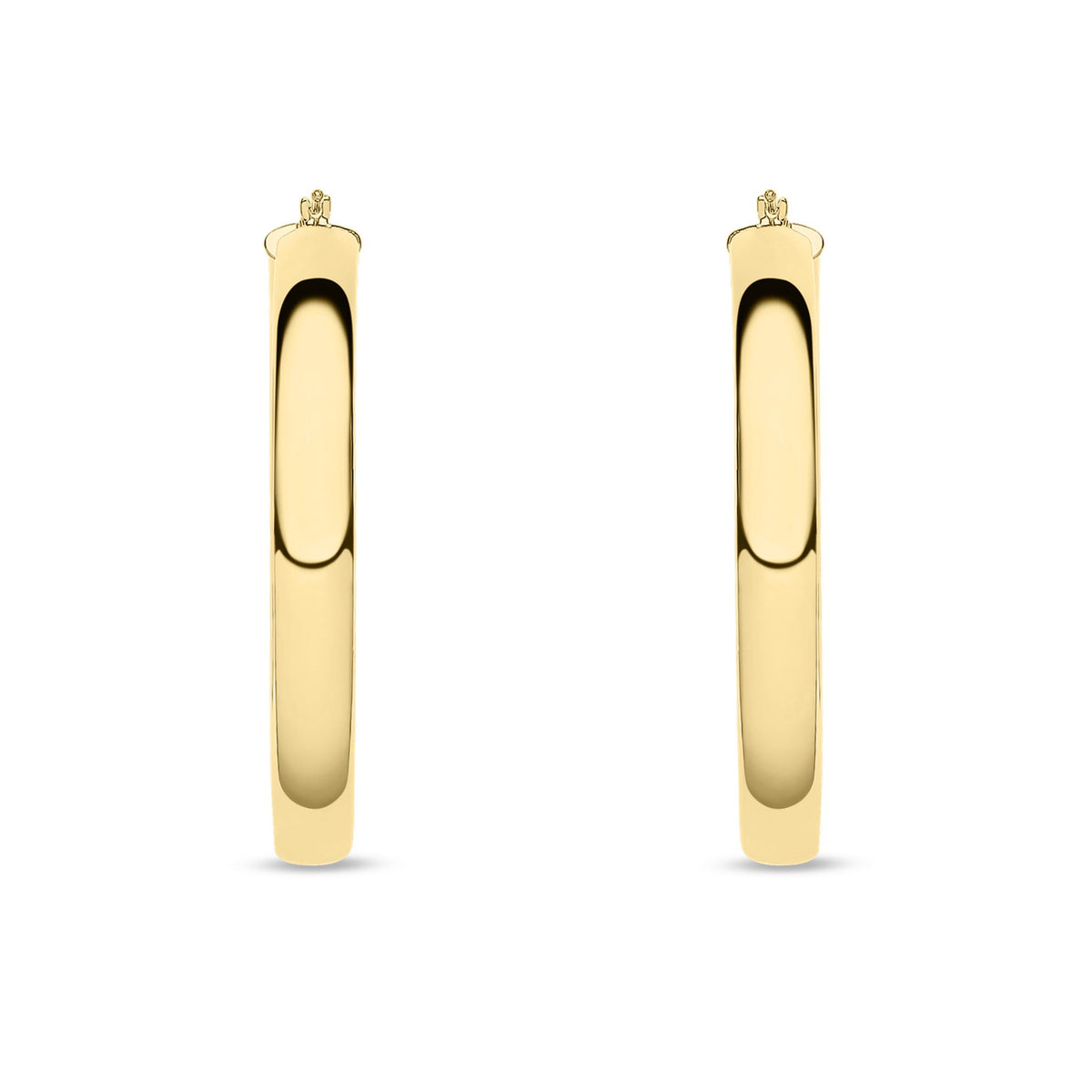 9ct Yellow Gold Round Court Shape Hoop Earrings — 46mm