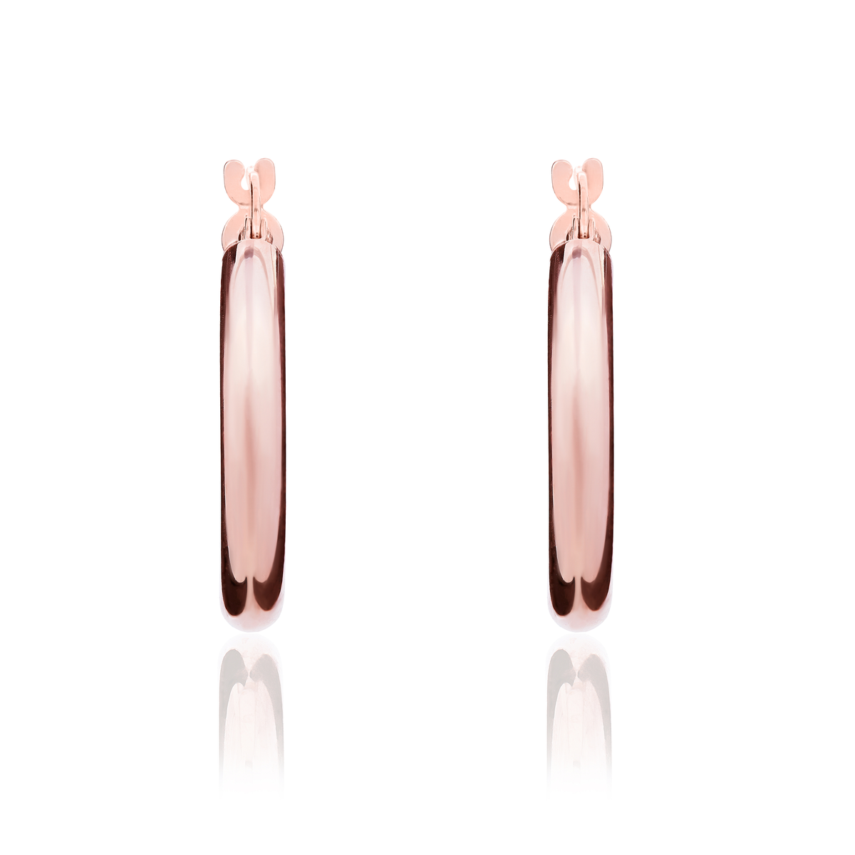 9ct Rose Gold Polished Tube Hoop Earrings — 21x3mm