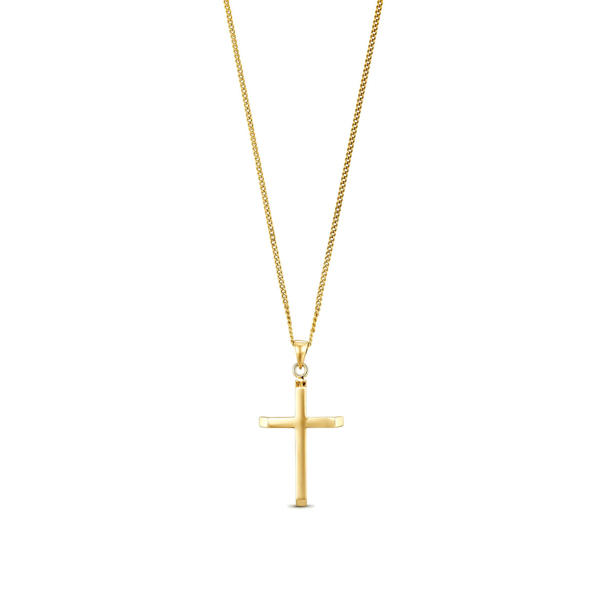 9ct Yellow Gold Classic Hollow Cross Pendant — 26mm