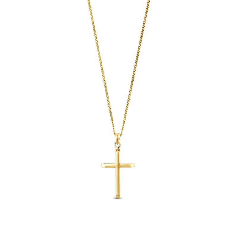 9ct Yellow Gold Classic Hollow Cross Pendant — 26mm