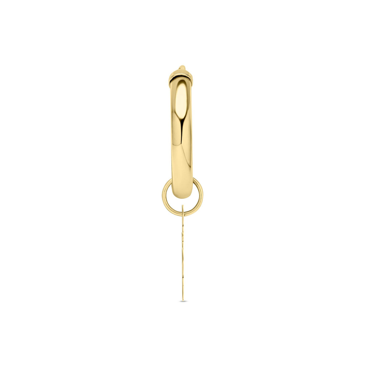 9ct Yellow Gold Diamond Cut Cross Charm Single Hoop Earring