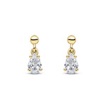 9ct Yellow Gold Pear Shaped Cubic Zirconia CZ Claw Drop Earrings — 6x4mm
