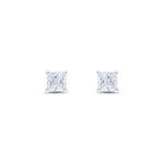 9ct White Gold Square Cubic Zirconia CZ Claw Stud Earrings — 5mm