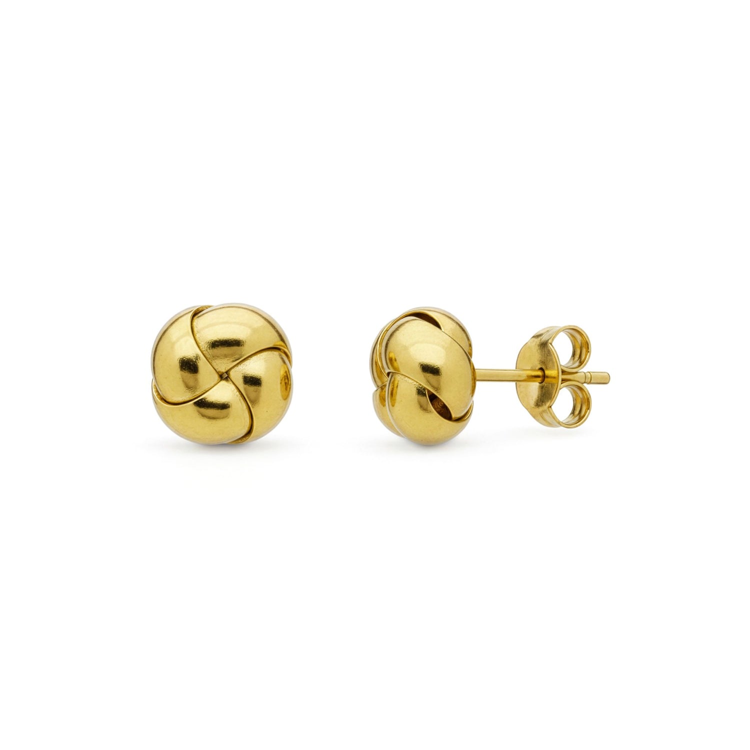 9ct Yellow Gold Polished Domed 4-Strand Crossover Knot Stud Earrings — 7.5mm
