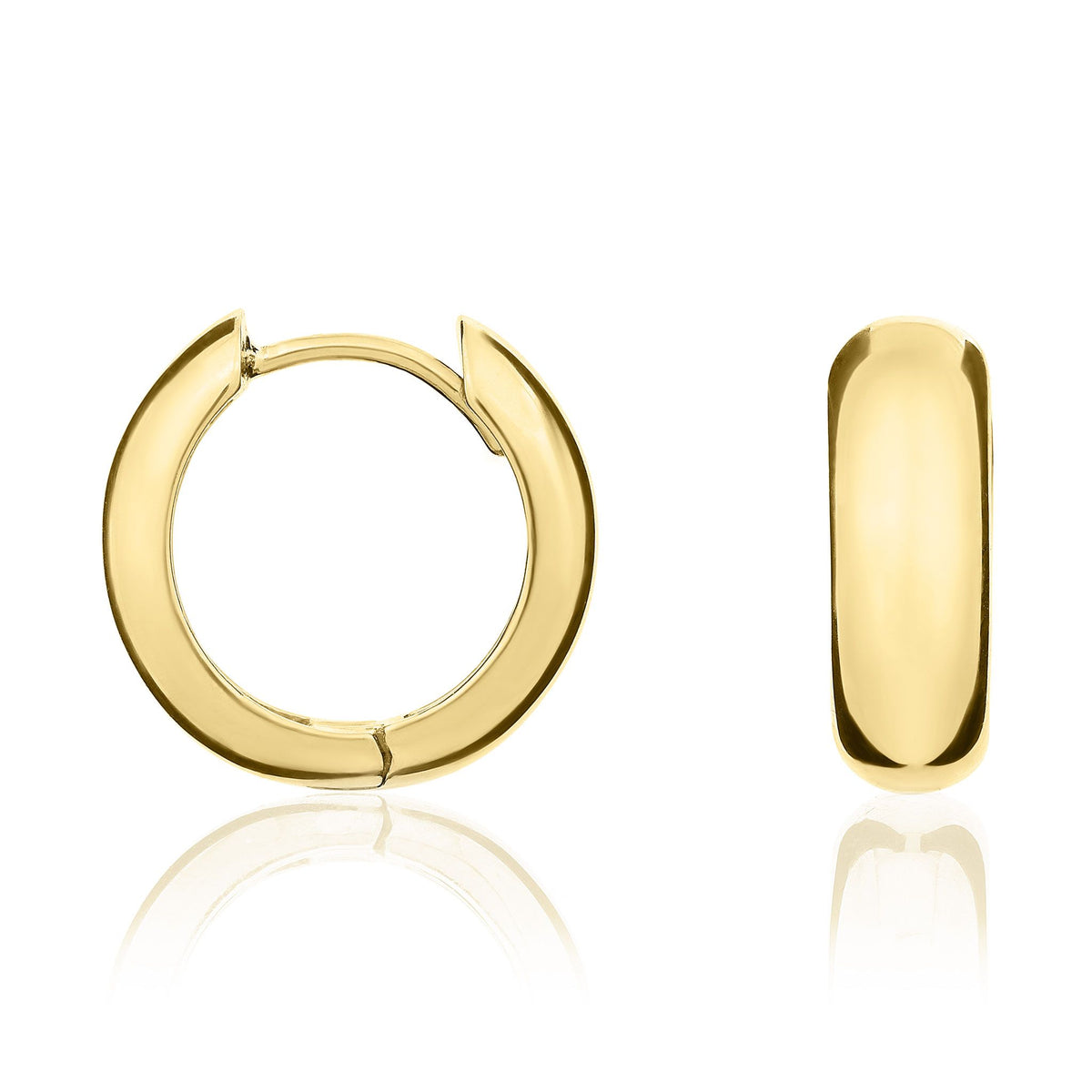 9ct Gold Rounded Huggie Hoop Earrings — 15mm