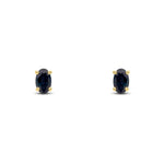 9ct Yellow Gold Oval Natural Sapphire Claw Stud Earrings — 5x3mm