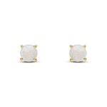9ct Yellow Gold Round Natural Opal Claw Stud Earrings — 6mm