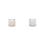 9ct Rose Gold Round Natural Opal Claw Stud Earrings — 6mm