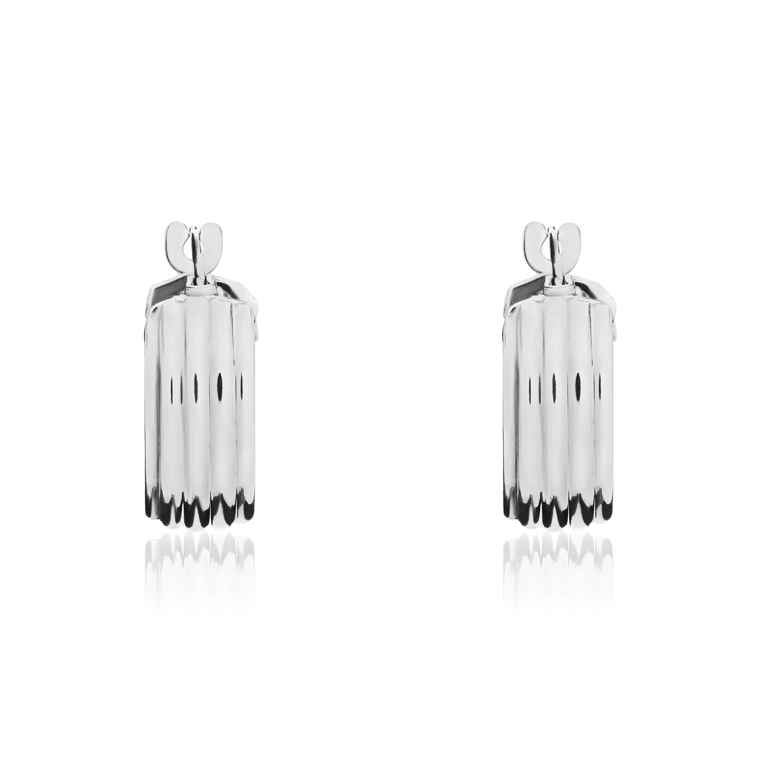 9ct White Gold Ribbed Wide Hoop Earrings — 12x5mm
