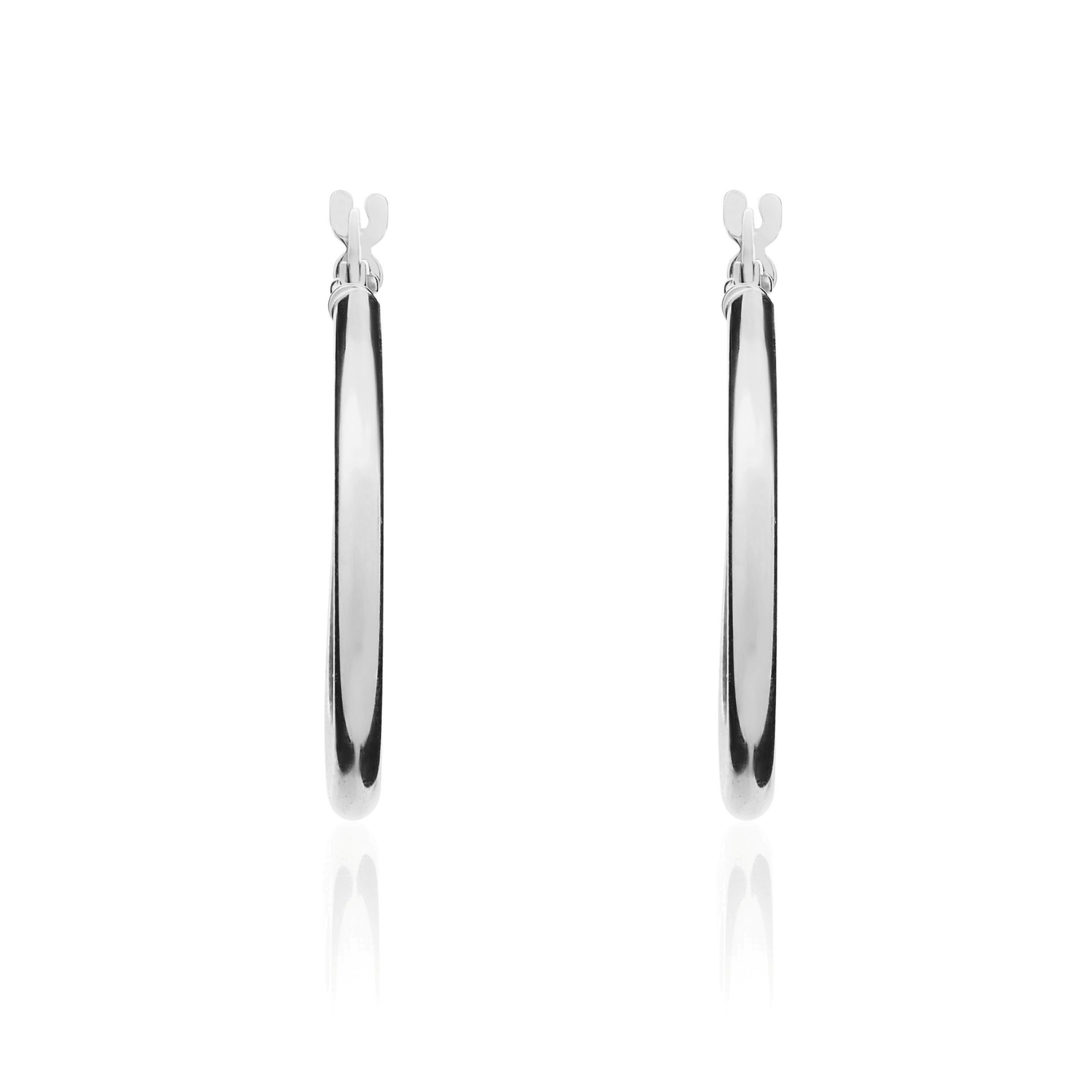 9ct White Gold Polished Tube Hoop Earrings — 24x2mm