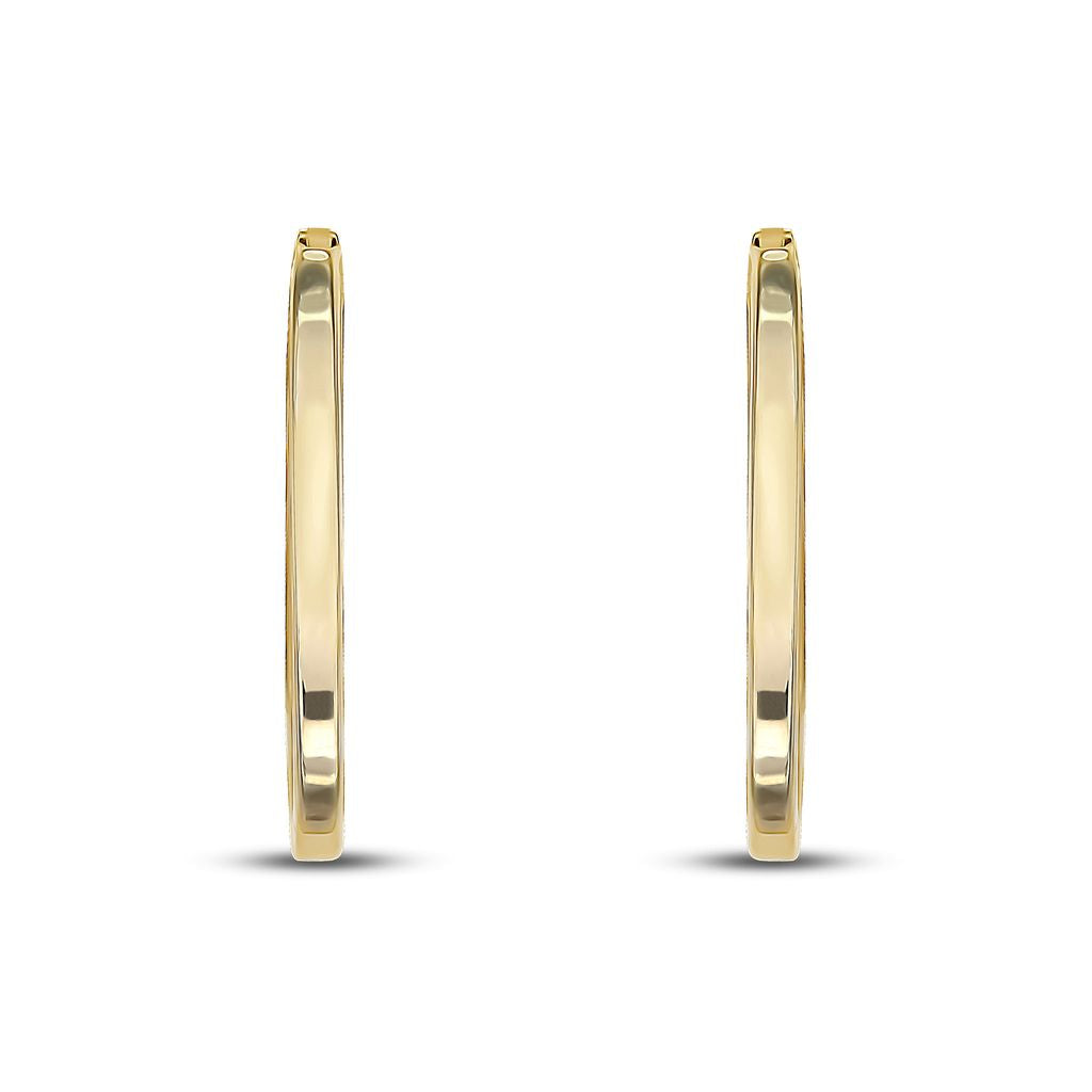 9ct Gold Square Tube Oval Hoop Earrings