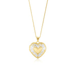 9ct Yellow and White Gold Two Tone Floral Heart Locket Pendant