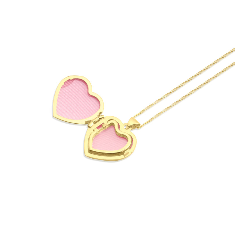 9ct Yellow and White Gold Two Tone Floral Heart Locket Pendant