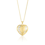 9ct Yellow and White Gold Two Tone Scroll & Heart Detail Locket Pendant