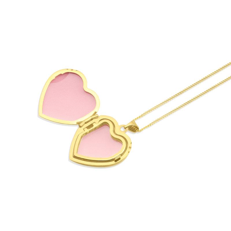9ct Yellow and White Gold Two Tone Scroll & Heart Detail Locket Pendant