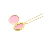 9ct Yellow and White Gold Two Tone Floral Border Oval Locket Pendant