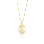 9ct Yellow and White Gold Two Tone Leaf Scroll Oval Locket Pendant