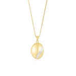 9ct Yellow Gold Natural Diamond Sweeping Curve Oval Locket Pendant — 24mm