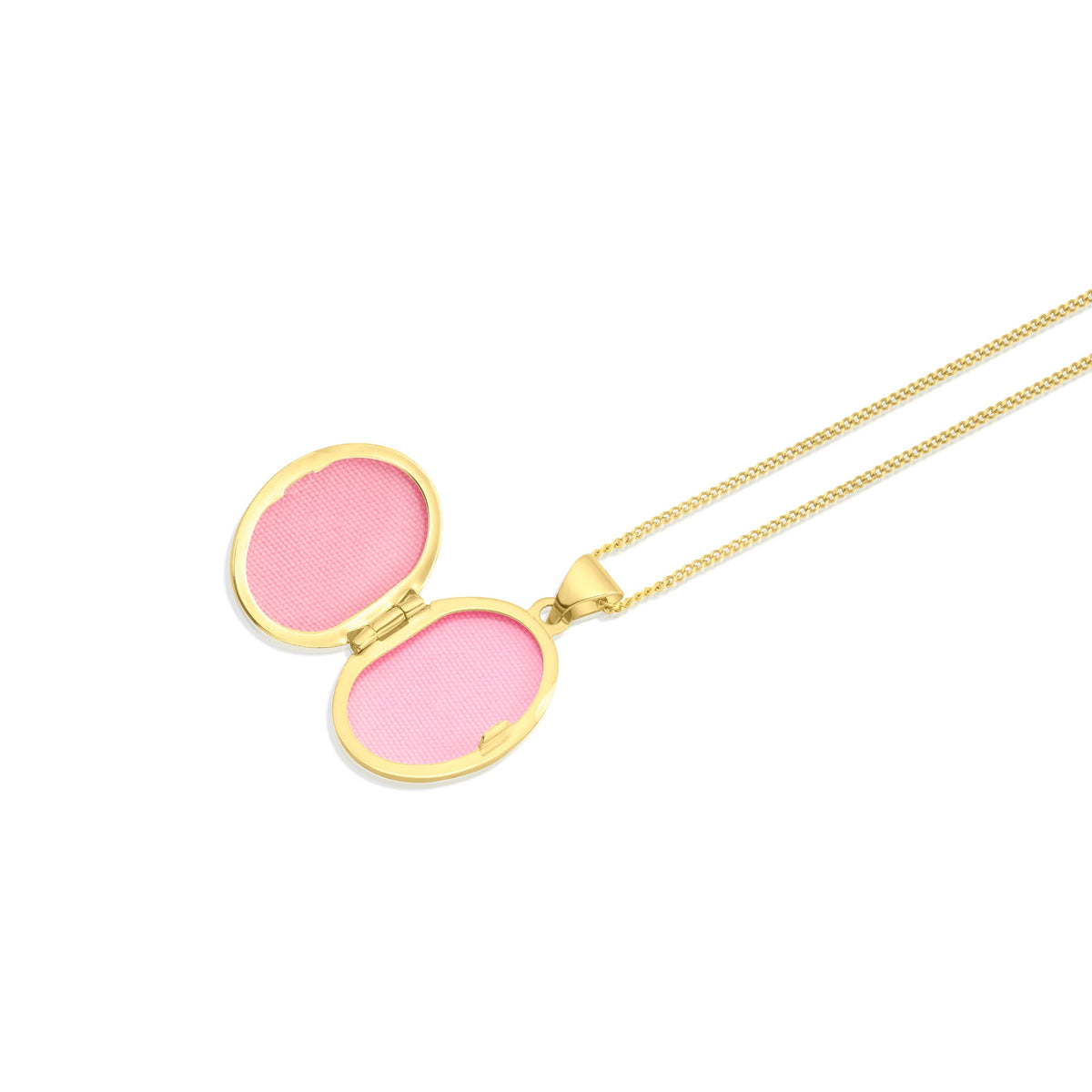 9ct Yellow Gold Natural Diamond Sweeping Curve Oval Locket Pendant — 24mm