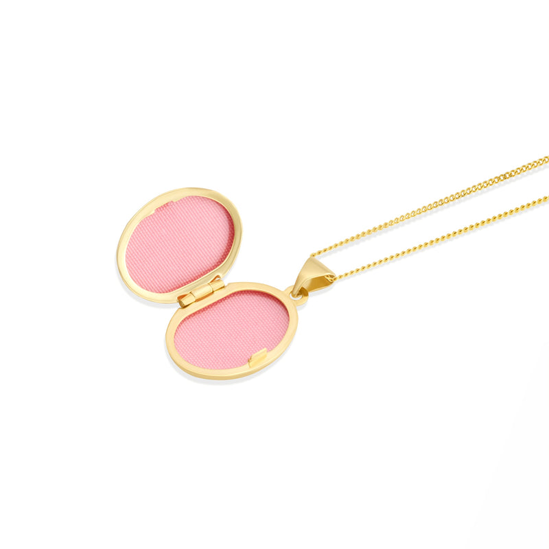 9ct Yellow Gold Paisley Engraved Oval Locket Pendant