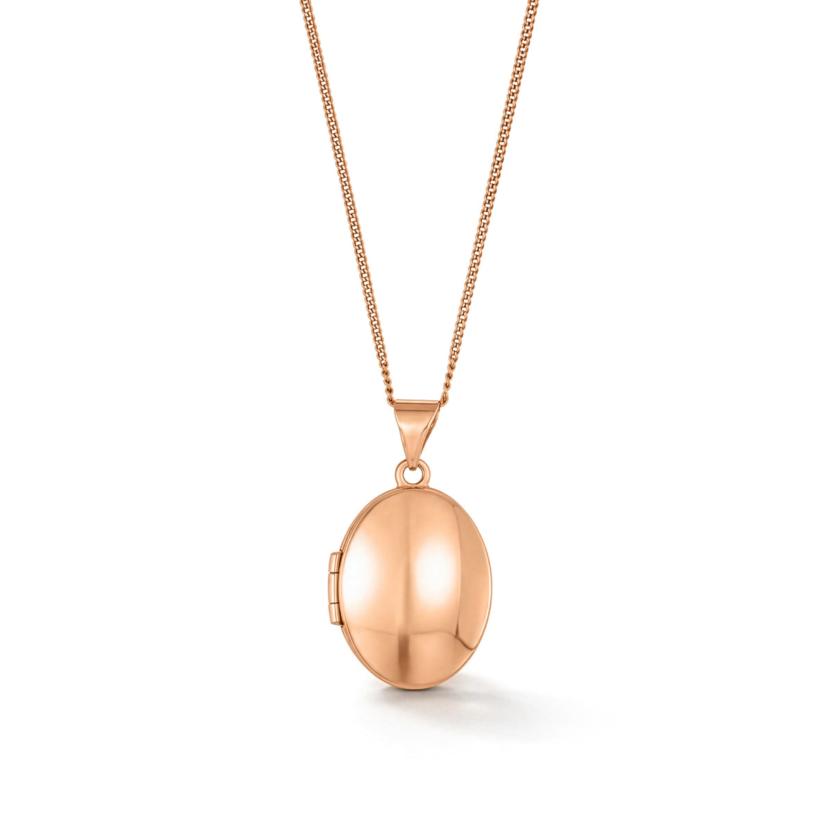 9ct Rose Gold Classic Oval Locket Pendant — 24mm
