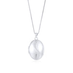 9ct White Gold Natural Diamond Sweeping Curve Oval Locket Pendant