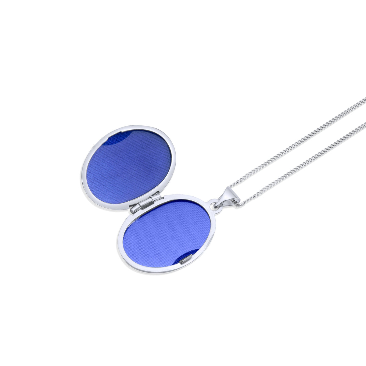 9ct White Gold Natural Diamond Sweeping Curve Oval Locket Pendant