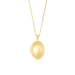 9ct Yellow Gold Scroll & Heart Border Oval Locket Pendant