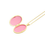 9ct Yellow Gold Natural Diamond Sweeping Curve Oval Locket Pendant — 33mm