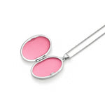 9ct White Gold Sweeping Curve Oval Locket Pendant