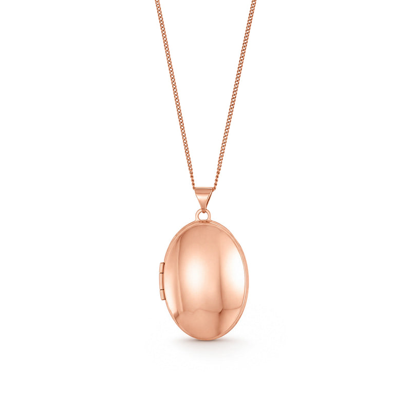 9ct Rose Gold Classic Oval Locket Pendant — 33mm
