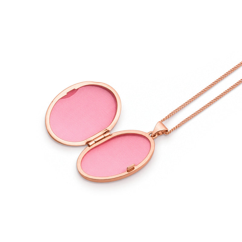 9ct Rose Gold Classic Oval Locket Pendant — 33mm